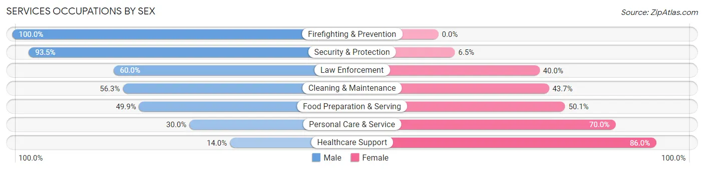 Services Occupations by Sex in Sebastian