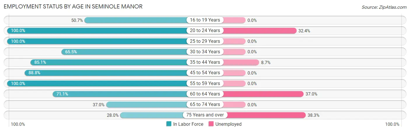 Employment Status by Age in Seminole Manor
