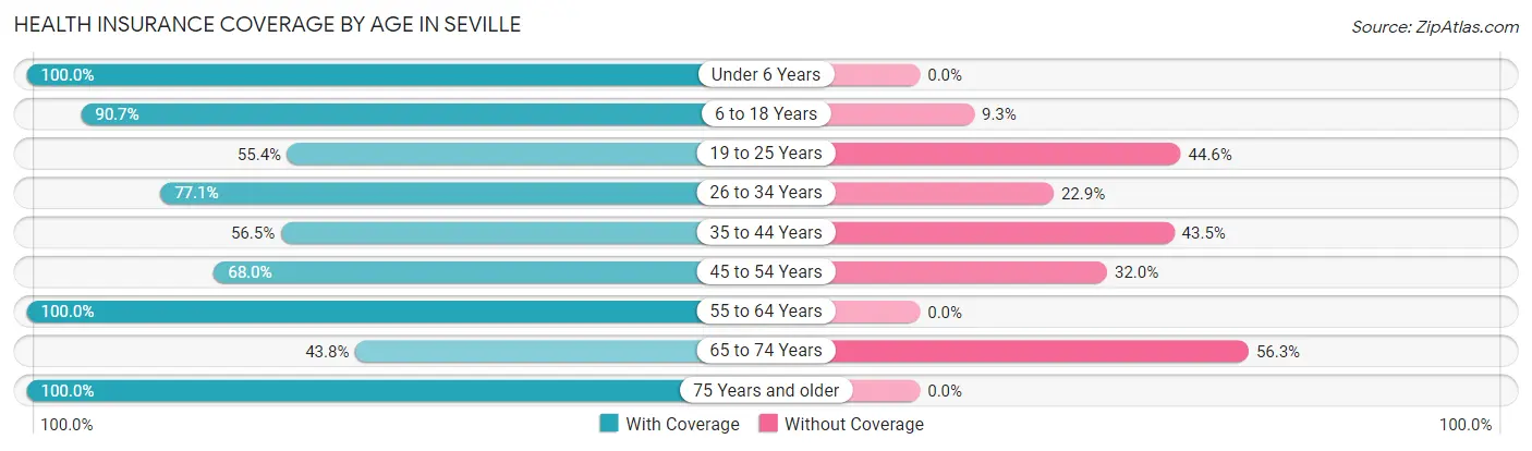 Health Insurance Coverage by Age in Seville