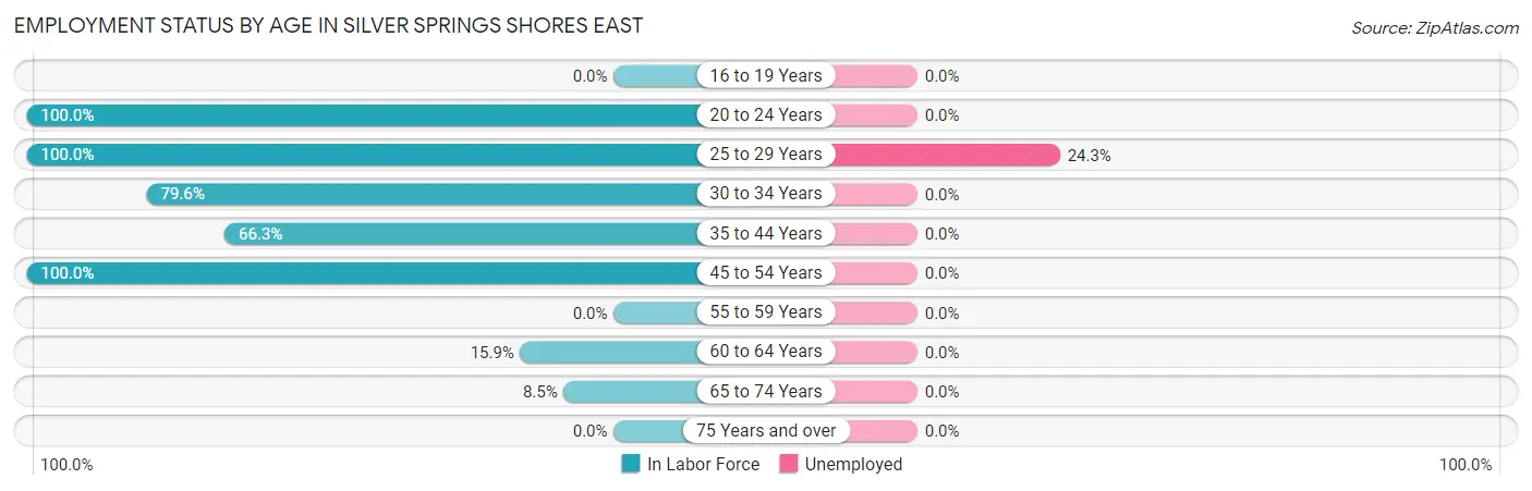 Employment Status by Age in Silver Springs Shores East