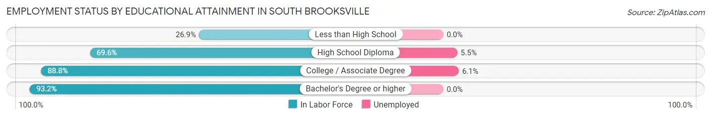 Employment Status by Educational Attainment in South Brooksville