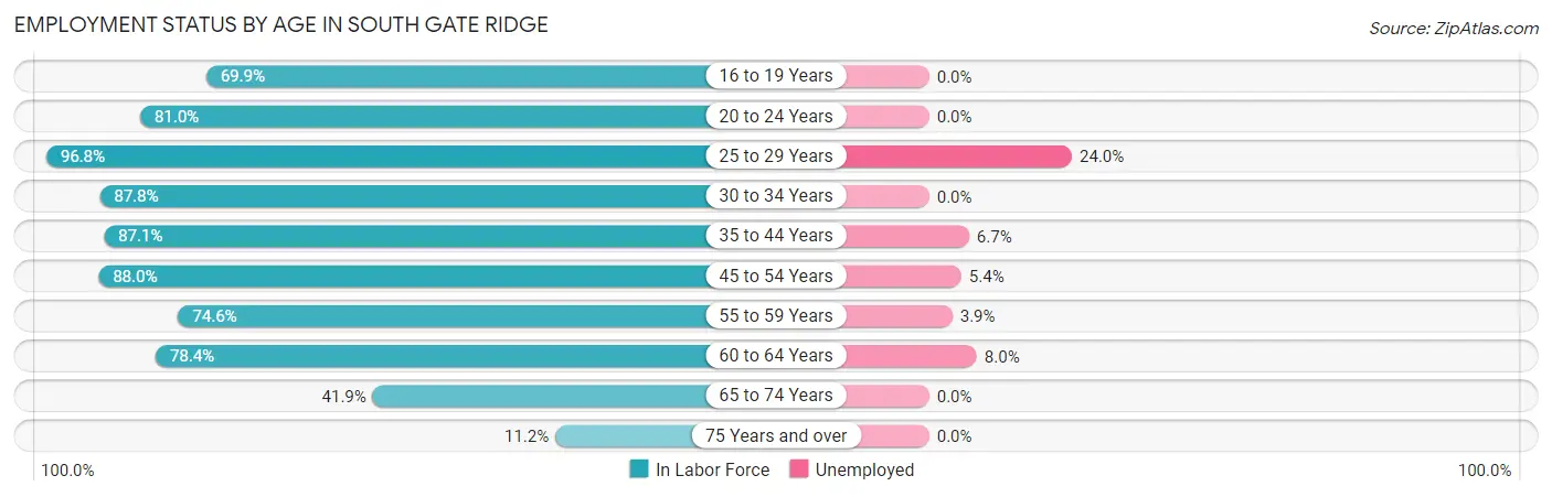 Employment Status by Age in South Gate Ridge