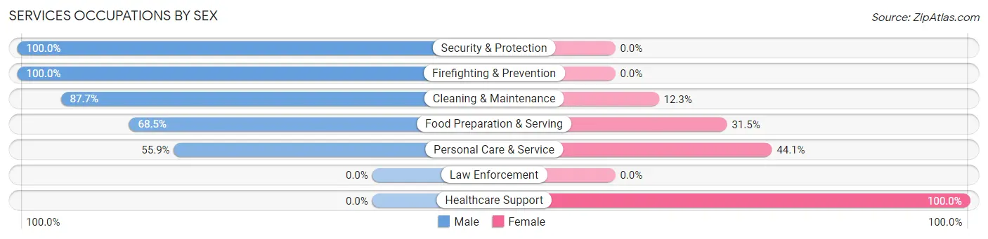 Services Occupations by Sex in South Gate Ridge