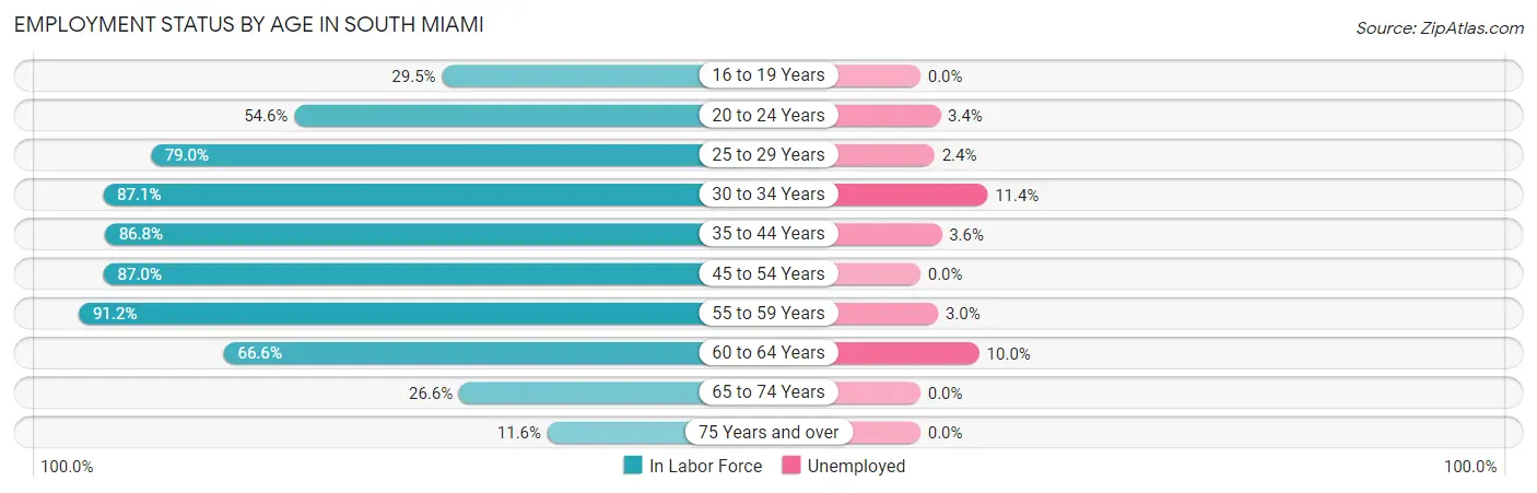 Employment Status by Age in South Miami