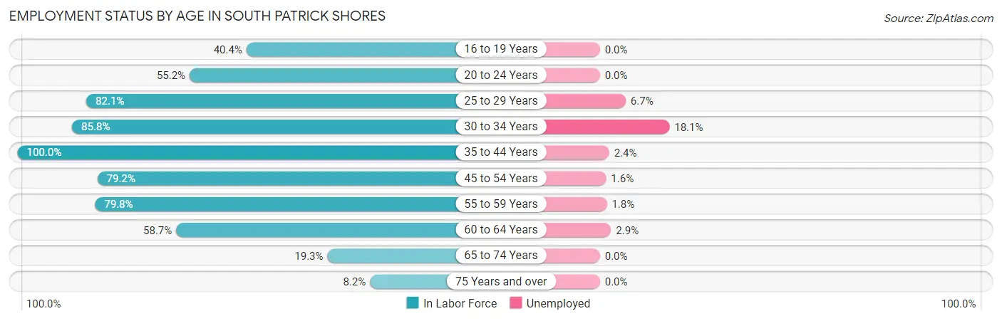 Employment Status by Age in South Patrick Shores