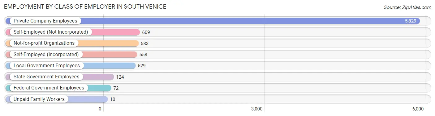 Employment by Class of Employer in South Venice