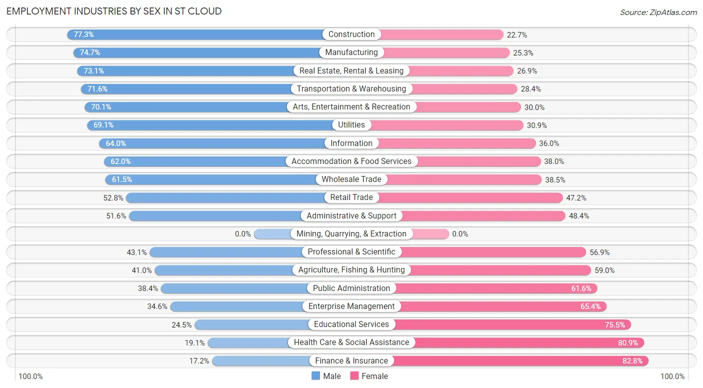 Employment Industries by Sex in St Cloud