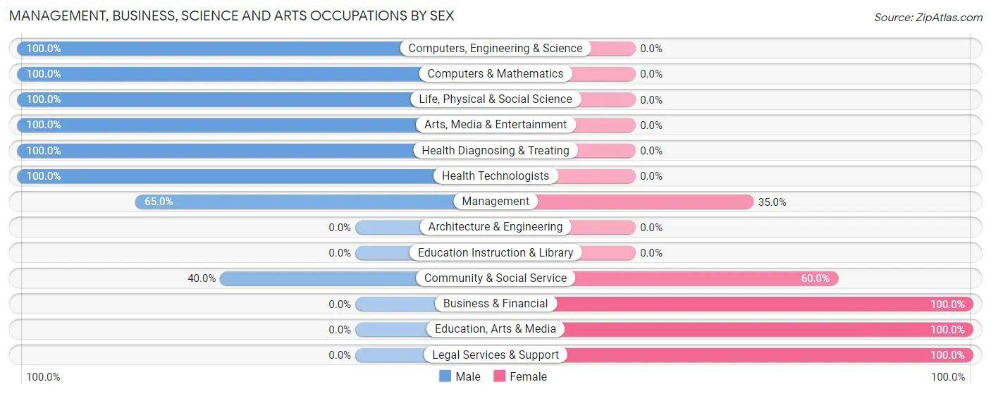 Management, Business, Science and Arts Occupations by Sex in St George Island