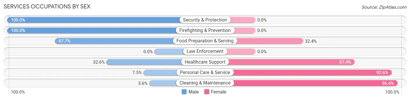 Services Occupations by Sex in St Pete Beach