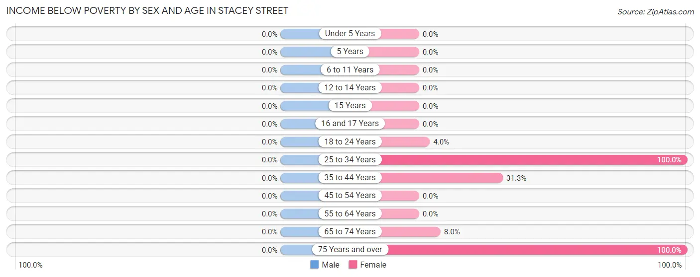Income Below Poverty by Sex and Age in Stacey Street