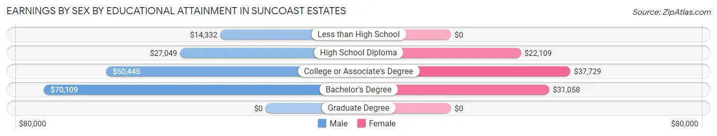 Earnings by Sex by Educational Attainment in Suncoast Estates