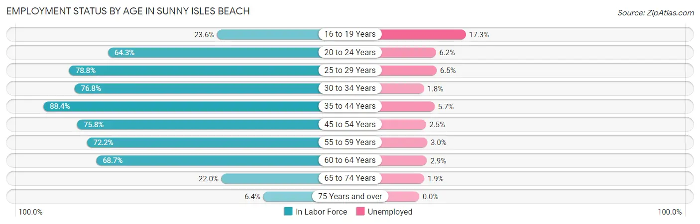 Employment Status by Age in Sunny Isles Beach