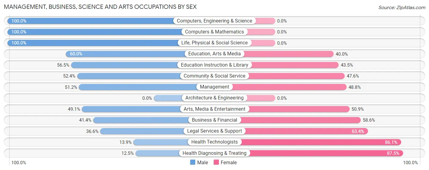 Management, Business, Science and Arts Occupations by Sex in Surfside