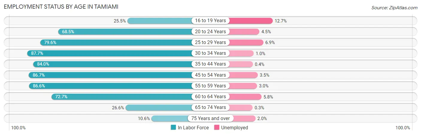 Employment Status by Age in Tamiami