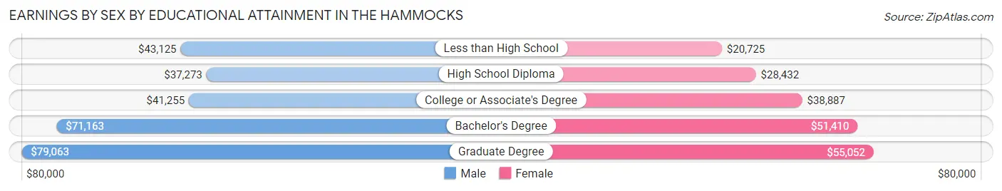 Earnings by Sex by Educational Attainment in The Hammocks