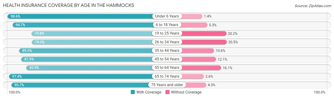Health Insurance Coverage by Age in The Hammocks