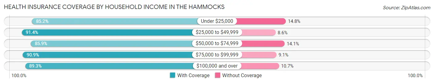 Health Insurance Coverage by Household Income in The Hammocks