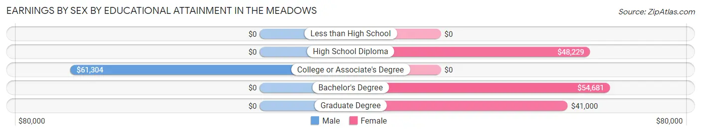 Earnings by Sex by Educational Attainment in The Meadows