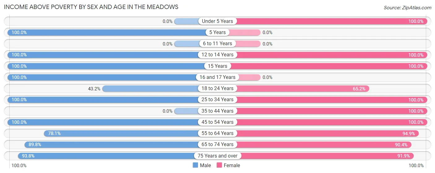 Income Above Poverty by Sex and Age in The Meadows