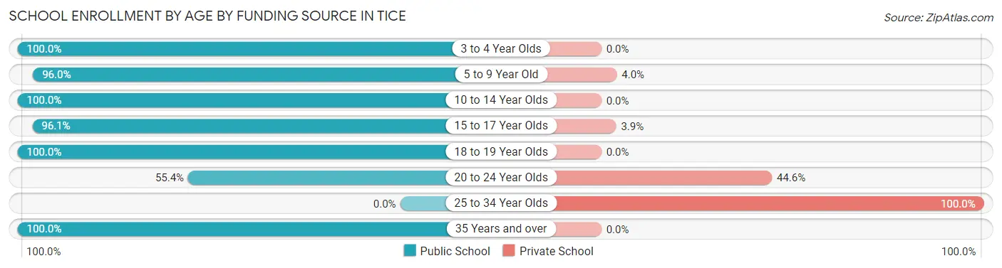 School Enrollment by Age by Funding Source in Tice
