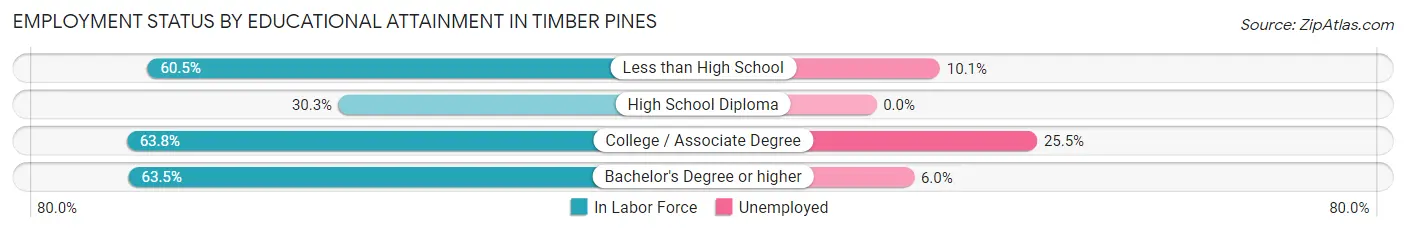 Employment Status by Educational Attainment in Timber Pines