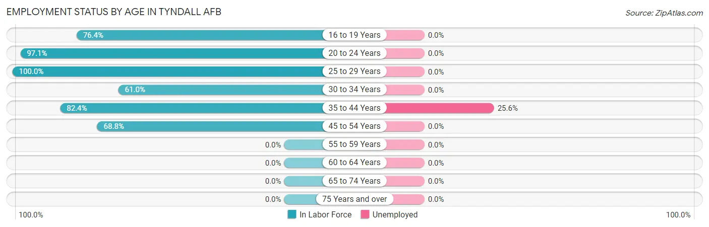 Employment Status by Age in Tyndall AFB