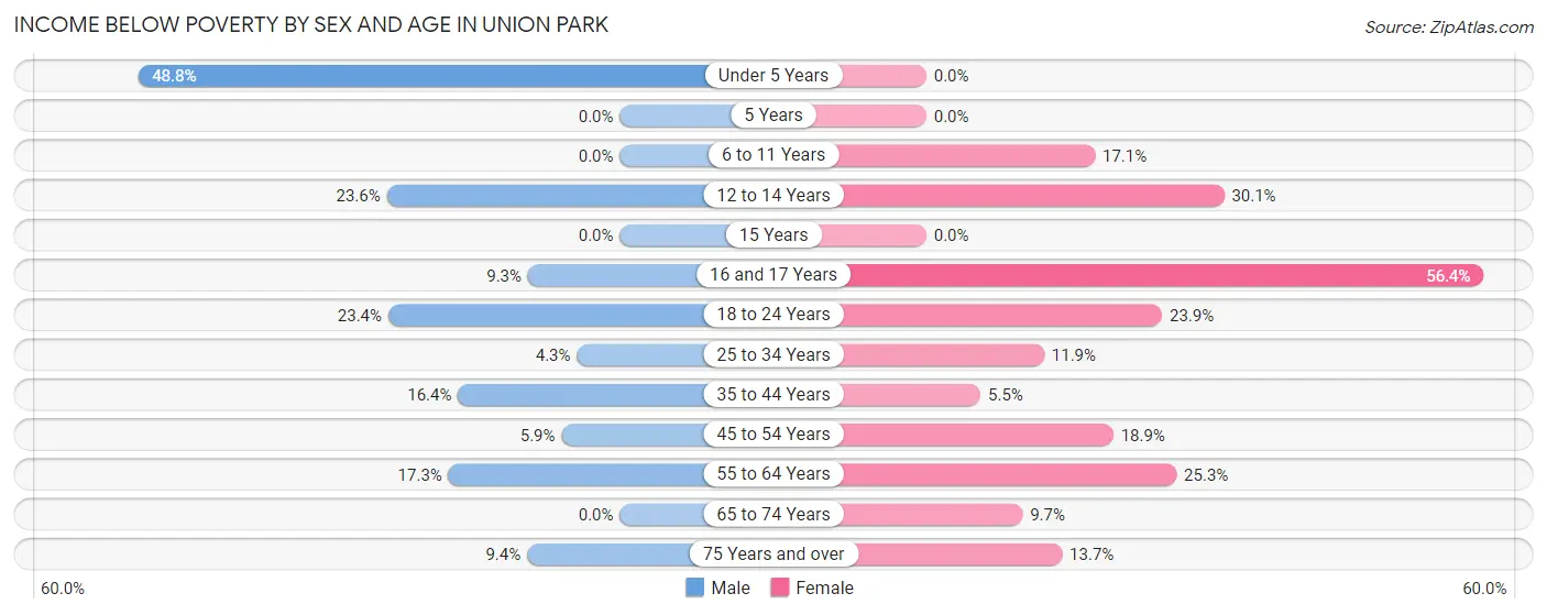 Income Below Poverty by Sex and Age in Union Park