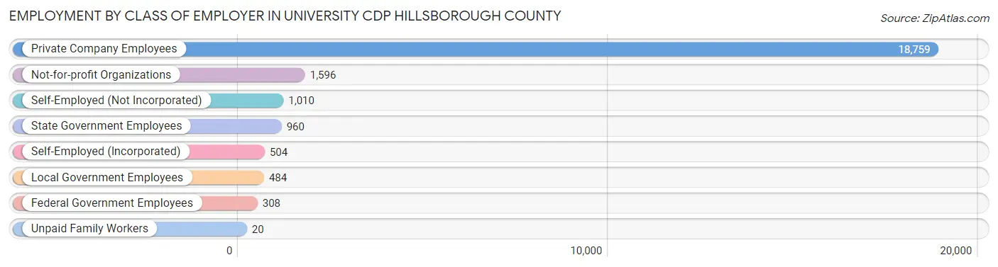 Employment by Class of Employer in University CDP Hillsborough County