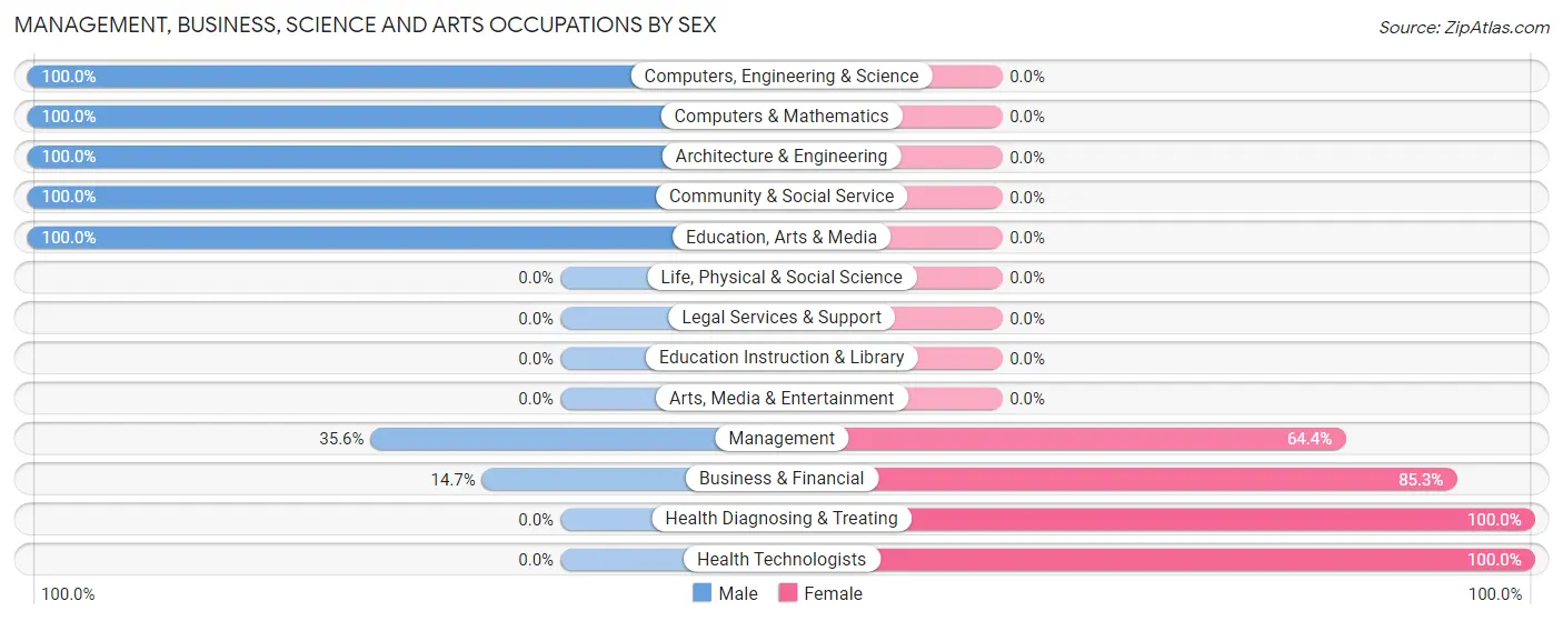 Management, Business, Science and Arts Occupations by Sex in Verona Walk
