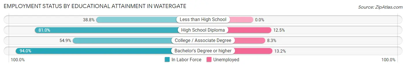 Employment Status by Educational Attainment in Watergate