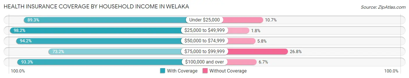 Health Insurance Coverage by Household Income in Welaka