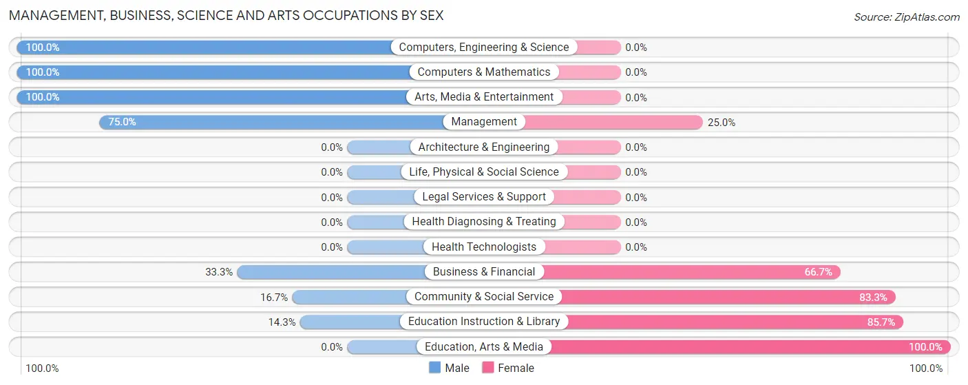 Management, Business, Science and Arts Occupations by Sex in Welaka