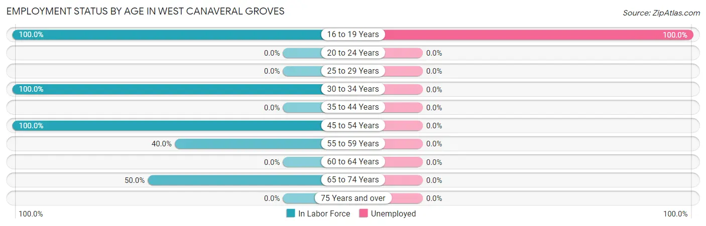 Employment Status by Age in West Canaveral Groves