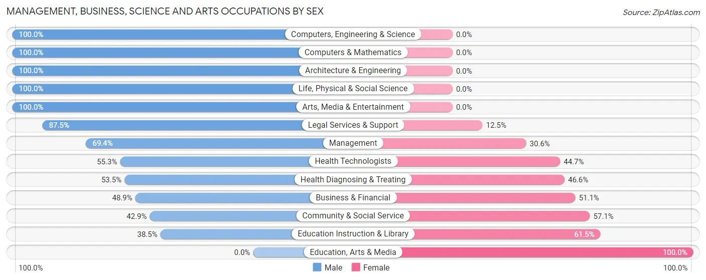 Management, Business, Science and Arts Occupations by Sex in West Miami