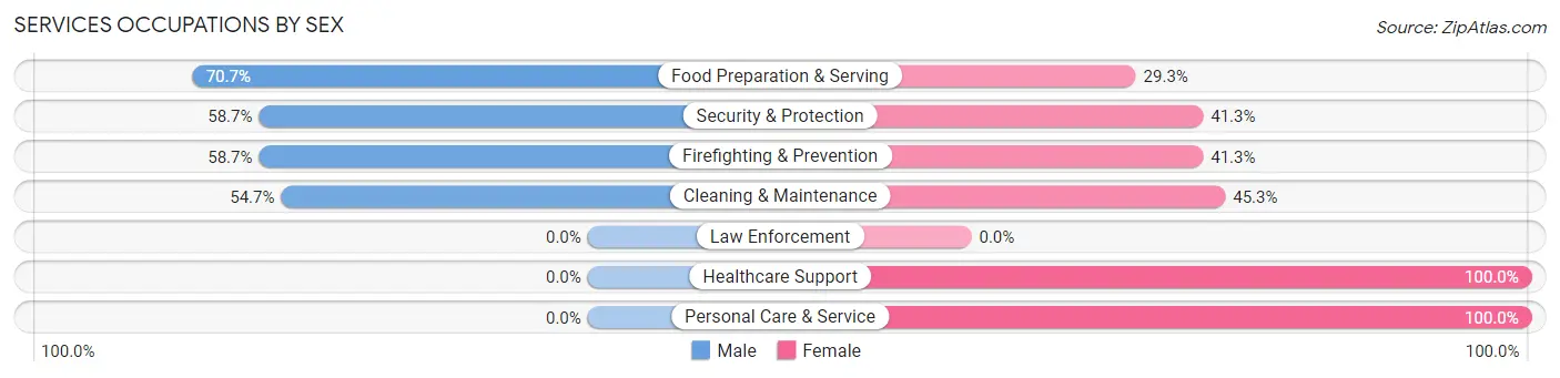 Services Occupations by Sex in Westgate