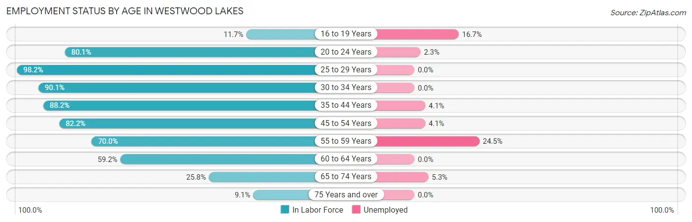 Employment Status by Age in Westwood Lakes