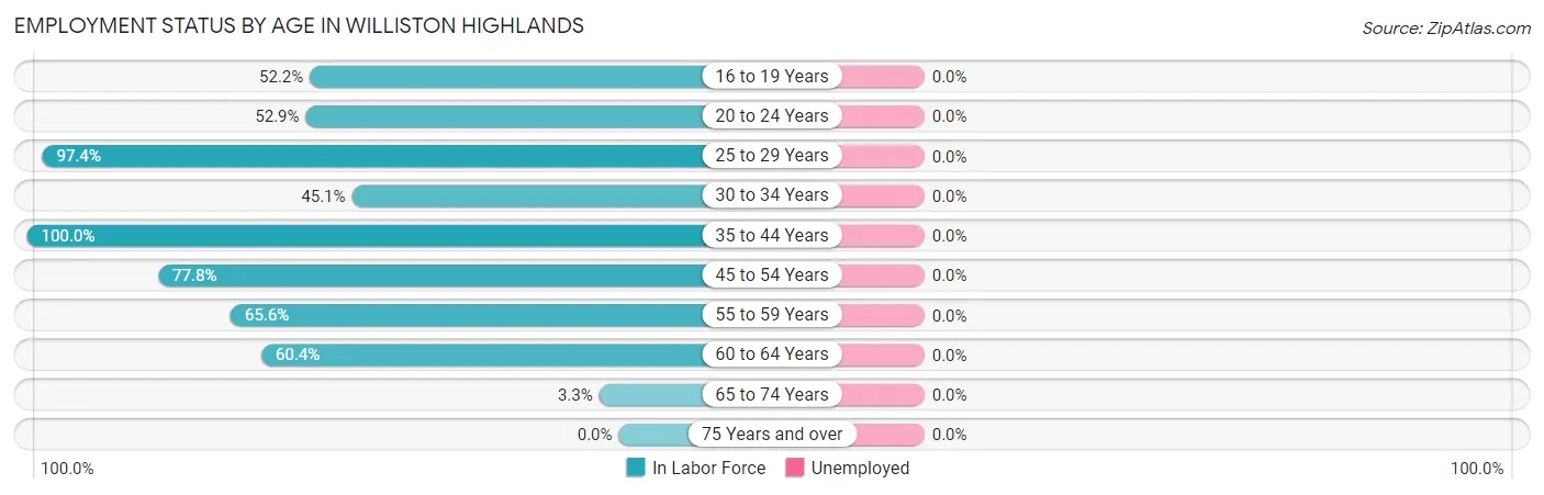 Employment Status by Age in Williston Highlands