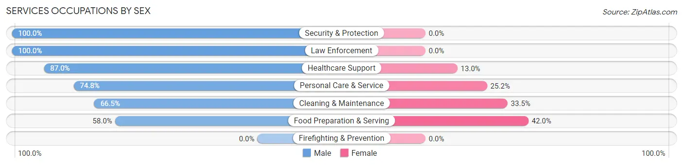 Services Occupations by Sex in Wilton Manors