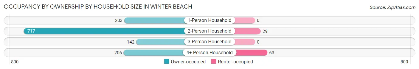 Occupancy by Ownership by Household Size in Winter Beach