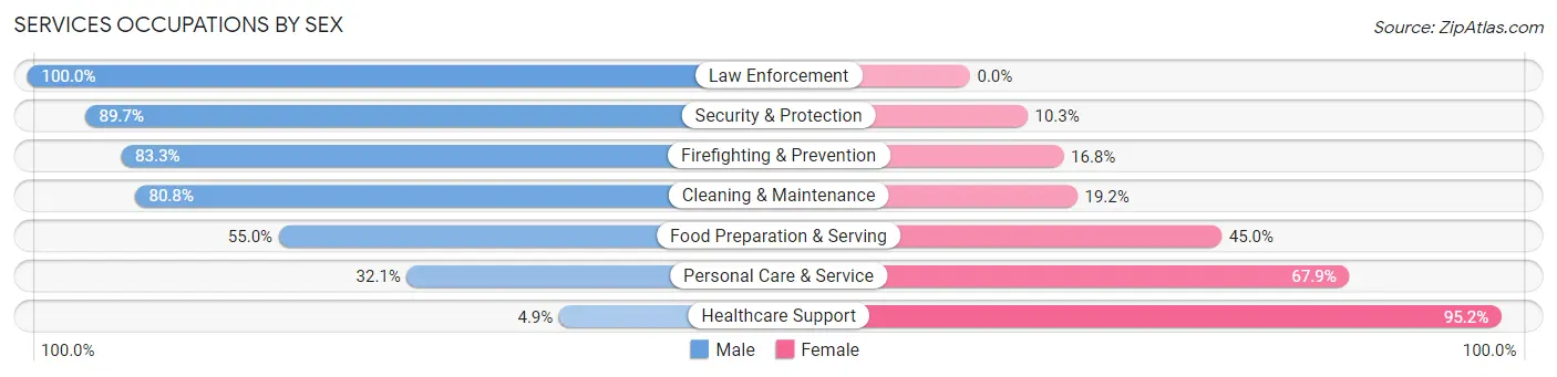 Services Occupations by Sex in Winter Garden