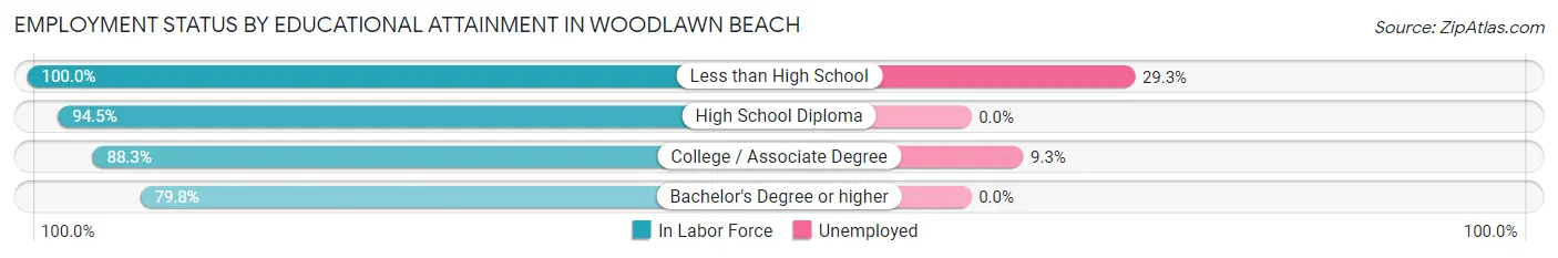 Employment Status by Educational Attainment in Woodlawn Beach