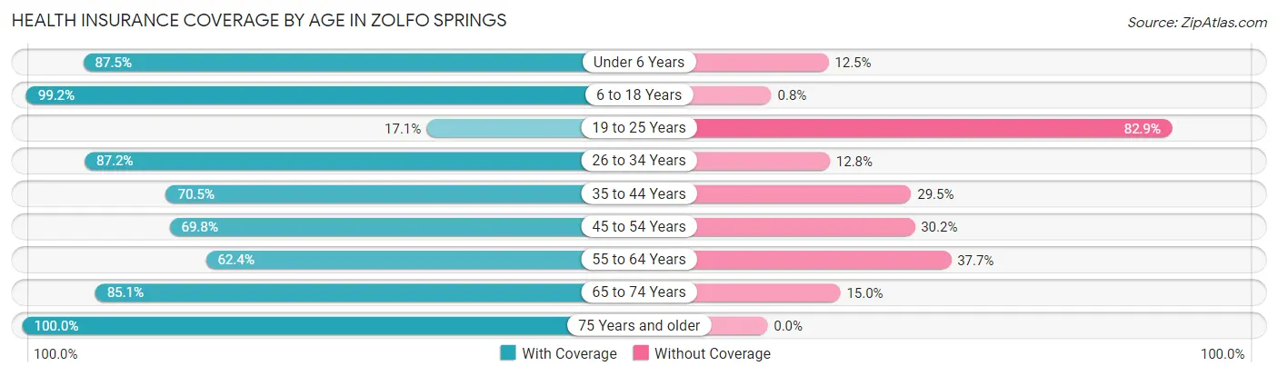 Health Insurance Coverage by Age in Zolfo Springs
