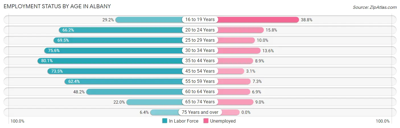 Employment Status by Age in Albany