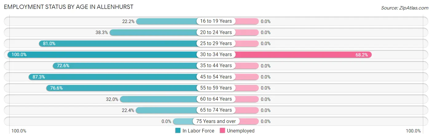 Employment Status by Age in Allenhurst