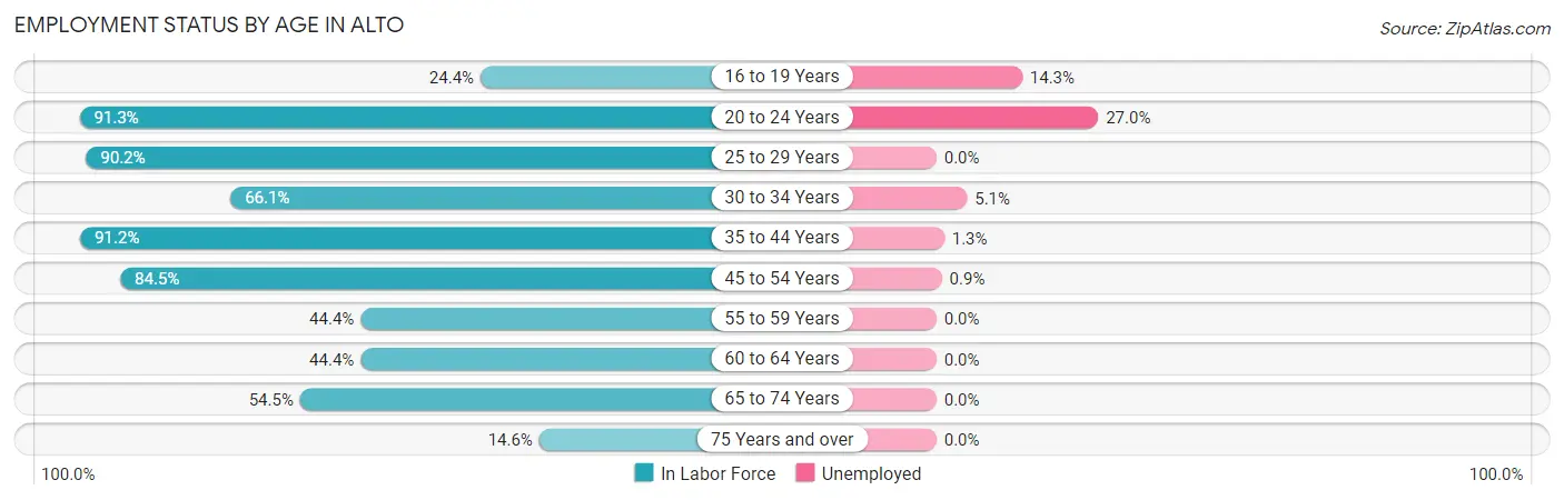 Employment Status by Age in Alto