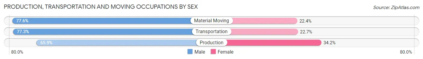 Production, Transportation and Moving Occupations by Sex in Aragon