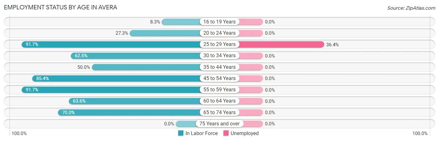 Employment Status by Age in Avera