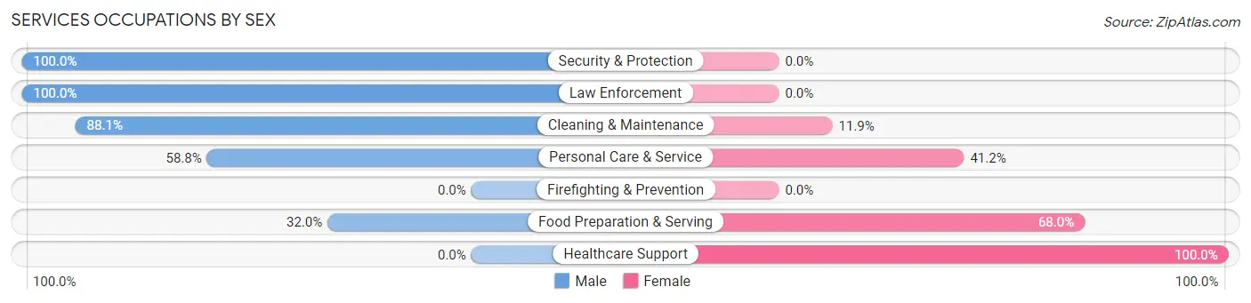 Services Occupations by Sex in Berkeley Lake