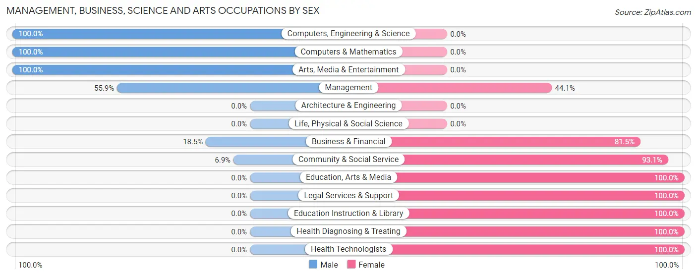 Management, Business, Science and Arts Occupations by Sex in Bethlehem