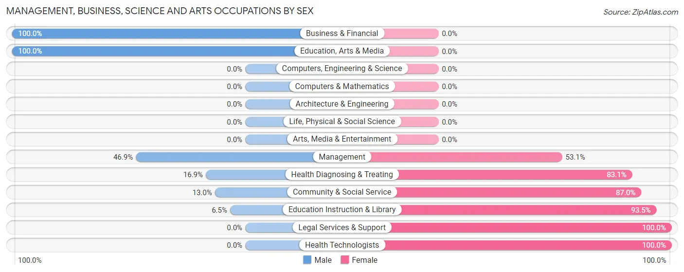 Management, Business, Science and Arts Occupations by Sex in Blackshear